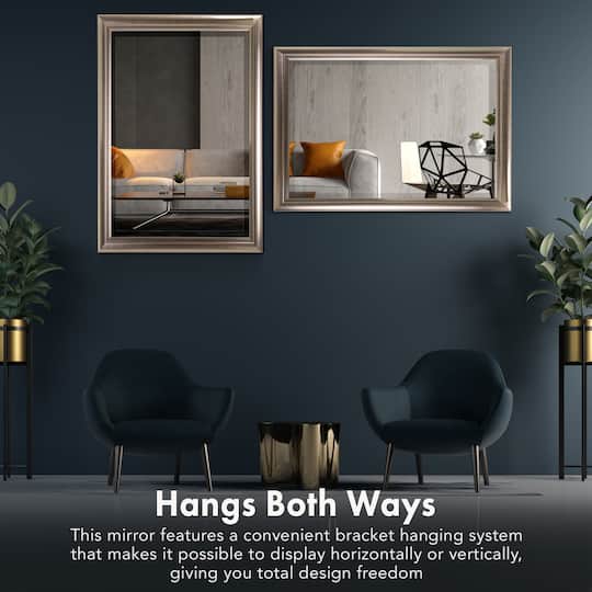 Head West 40" x 28" Oil Rubbed Antique Brushed Nickel Framed Wall Mirror